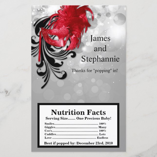 Microwave Popcorn Wrapper Red on Silver Masquerade (Front)