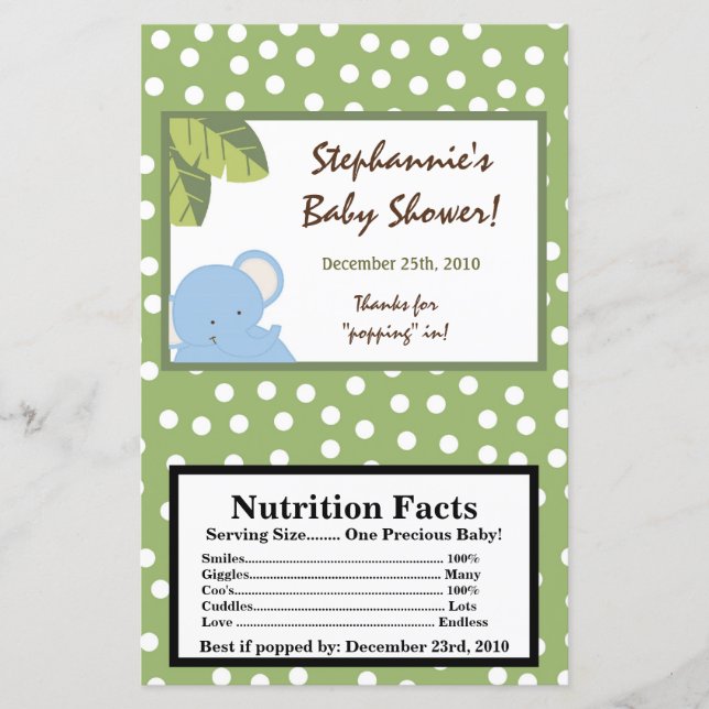 Microwave Popcorn Wrapper Safari Jungle Elephant (Front)