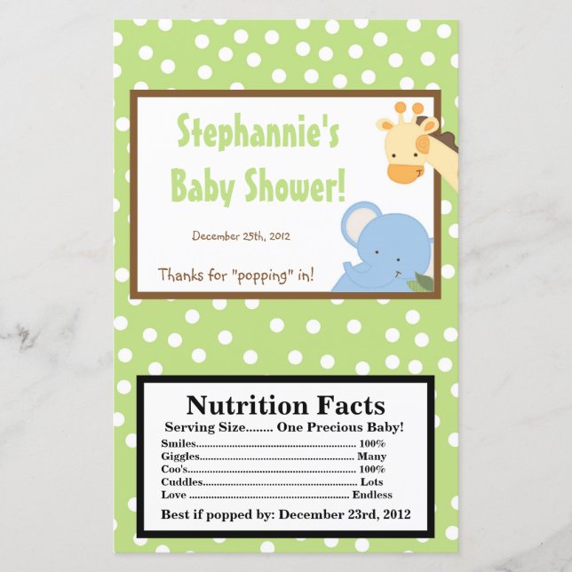 Microwave Popcorn Wrapper Safari Jungle ZooAnimal (Front)