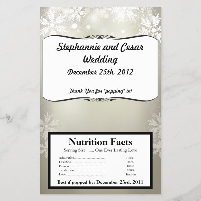 Microwave Popcorn Wrapper Silver Christmas Blur (Front)