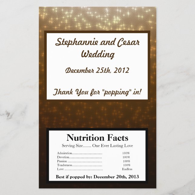 Microwave Popcorn Wrapper Winter Brown / Stars (Front)