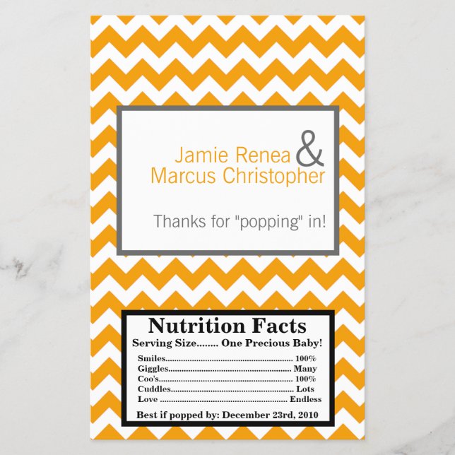 Microwave Popcorn Wrapper Yellow Grey Grey Chevron (Front)