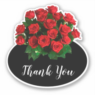 Microwedding Red Roses Bouquet Thank You Stickers