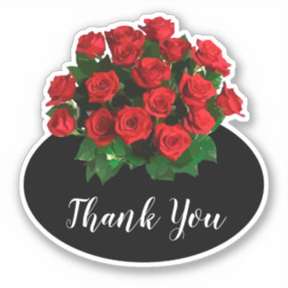 Microwedding Red Roses Bouquet Thank You Stickers