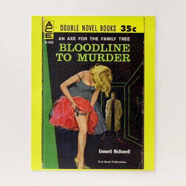 mid-1950s Bloodline to Murder pulp cover Jigsaw Puzzle (Vertical)