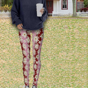 Mid Autumn Fall Vibes Stripe Flowers Custom Name Leggings