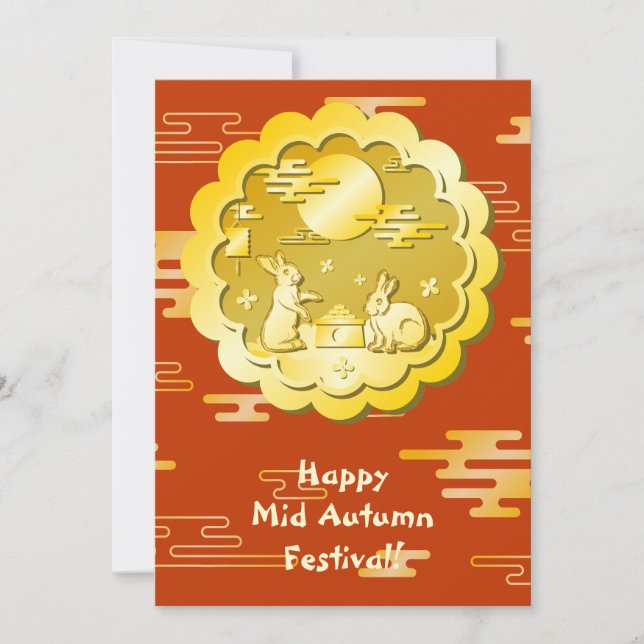 Mid Autumn Festival Gold Mooncake Moon Rabbit (Front)