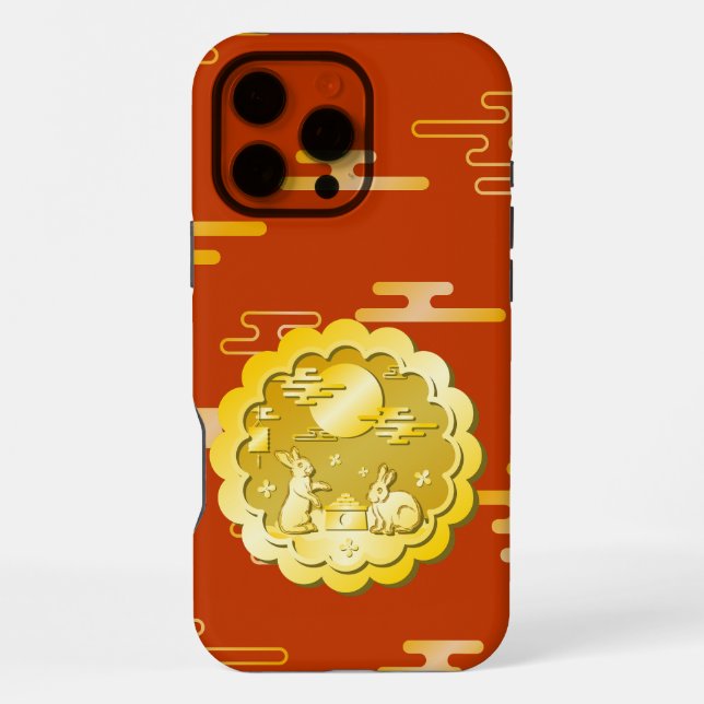 Mid Autumn Festival Gold Mooncake Moon Rabbit iPhone Case (Back)