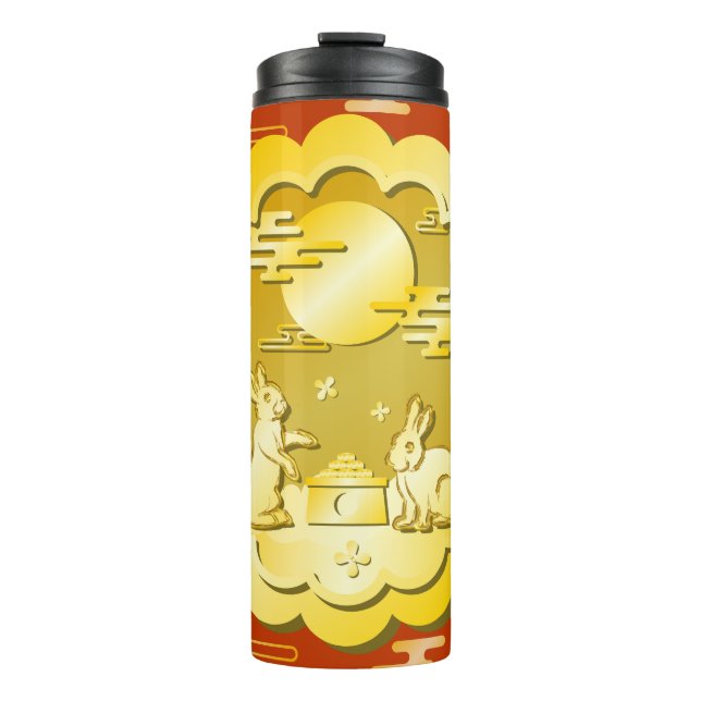 Mid Autumn Festival Gold Mooncake Moon Rabbit Thermal Tumbler (Front)