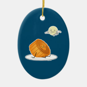 Mid Autumn Festival Moon cake lunar mooncakes past Ceramic Tree Decoration