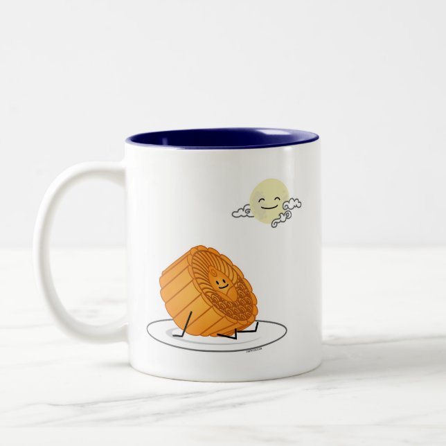 Mid Autumn Festival Moon cake lunar mooncakes past Two-Tone Coffee Mug (Left)