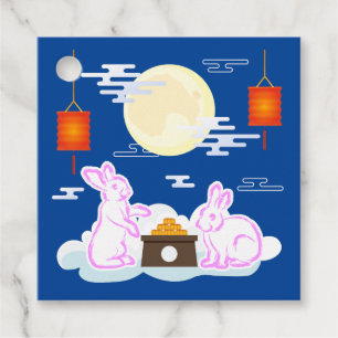 Mid Autumn Festival Moon Rabbit Mooncake Clouds Favour Tags