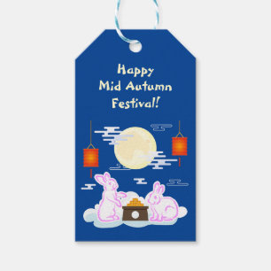 Mid Autumn Festival Moon Rabbit Mooncake Clouds Gift Tags