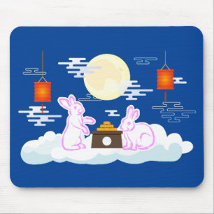 Mid Autumn Festival Moon Rabbit Mooncake Clouds Mouse Mat