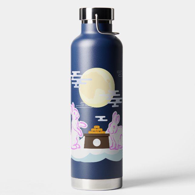 Mid Autumn Festival Moon Rabbit Mooncake Clouds Water Bottle (Left)