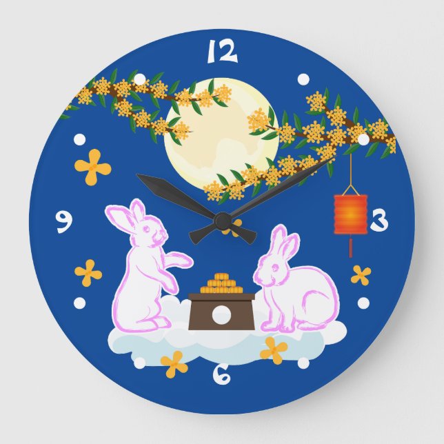 Mid Autumn Festival Moon Rabbit Mooncake Osmanthus Large Clock (Front)