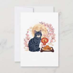Mid Autumn Festival Mooncake Cat Traditional Thank You Card