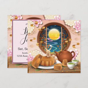 Mid-Autumn Festival Rabbit, Mooncake, Tea Invitation