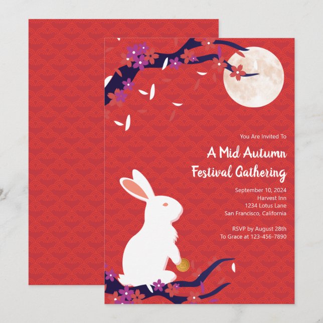 Mid Autumn Festival Red Invitation (Front/Back)