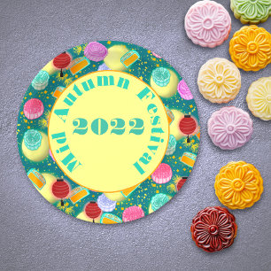 Mid Autumn festival teal Paper Plate
