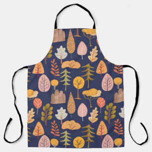 Mid autumn seamless pattern with multicolored tree apron