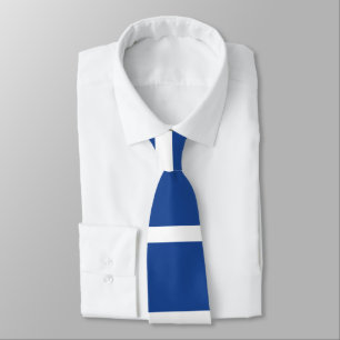 Mid-Blue and White Custom Horizontally-Striped Tie