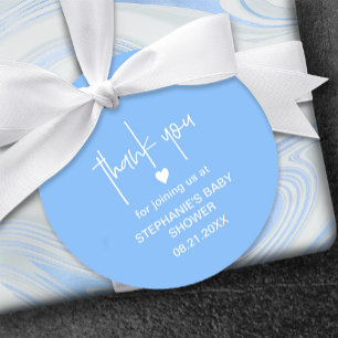 Mid Blue Baby Boy Shower With Tiny Heart Favour Tags