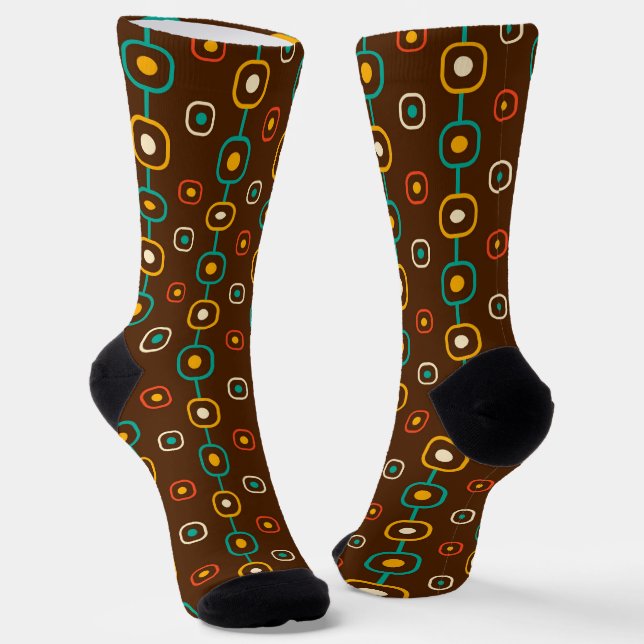 Mid-Centure colourful geometric shapes pattern Socks (Angled)