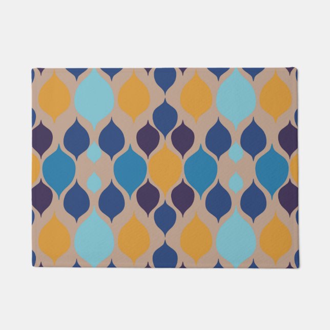 Mid Century 1960s Geometric Beige  Doormat (Front)