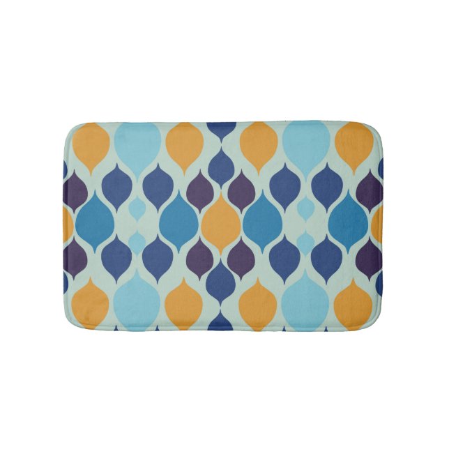 Mid Century 1960s Geometric Blue  Bath Mat (Front)
