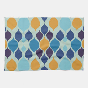 Mid Century 1960s Geometric Blue  Tea Towel