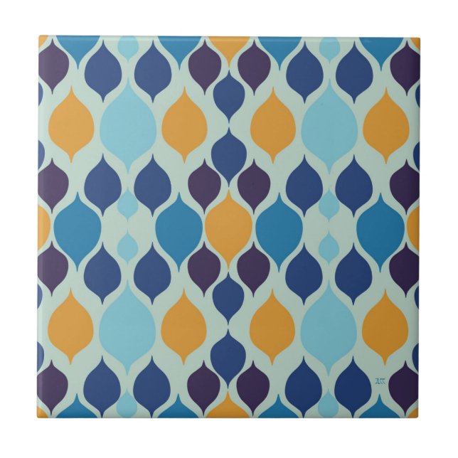Mid Century 1960s Geometric Blue  Tile (Front)