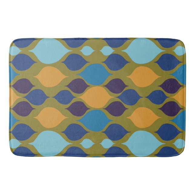 Mid Century 1960s Geometric Green  Bath Mat (Front)