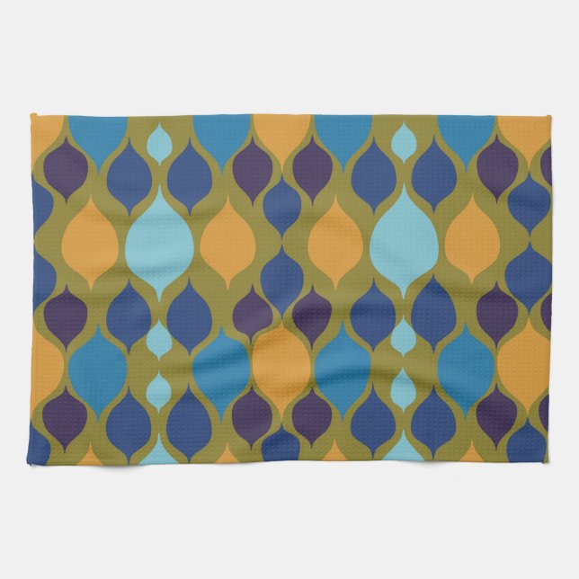 Mid Century 1960s Geometric Green Tea Towel (Horizontal)