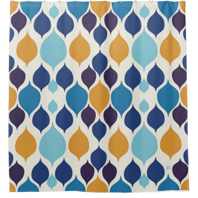Mid Century 1960s Geometric   Shower Curtain (Front)