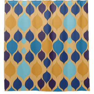 Mid Century 1960s Geometric Yellow Shower Curtain