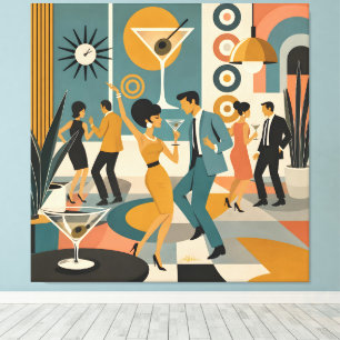 Mid Century 60s Hip Martini Cocktail Dance Party Canvas Print