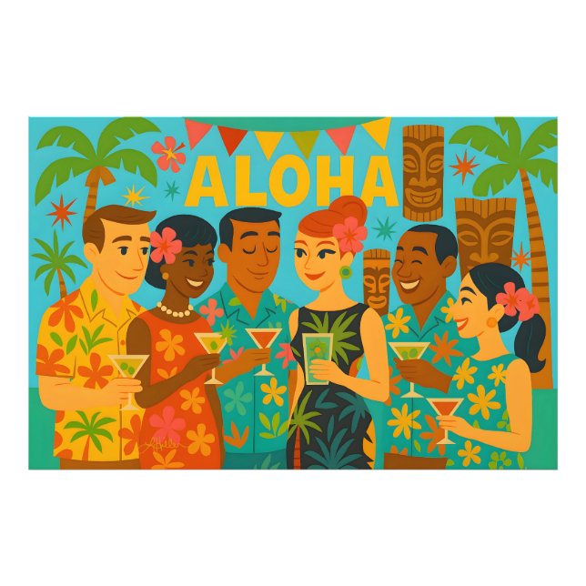Mid Century 60s Luau Office Cocktail Party Photo Print (Front)
