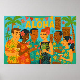 Mid Century 60s Luau Office Cocktail Party Poster