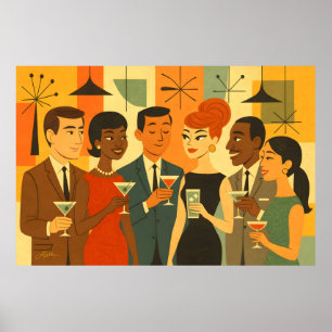 Mid Century 60s Office Cocktail Party Poster