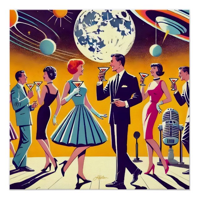 Mid Century 60s Space Age Cocktail Party Poster (Front)
