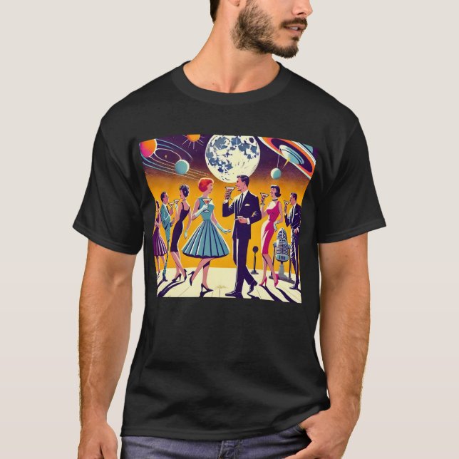 Mid Century 60s Space Age Cocktail Party T-Shirt (Front)