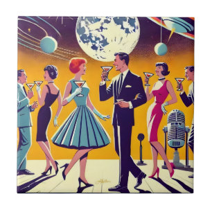 Mid Century 60s Space Age Cocktail Party Tile