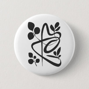 Mid-century Abstract Black And White Floral Design 6 Cm Round Badge