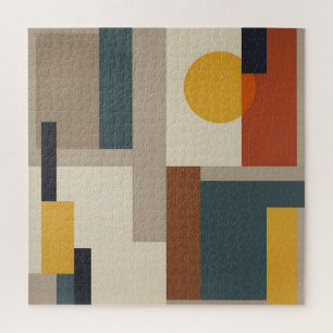 Mid Century Abstract Geometric Harmony Jigsaw Puzzle