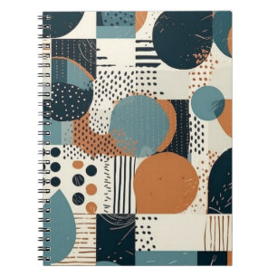 Mid Century Abstract Geometric Navy Rust Teal Notebook