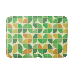 Mid Century abstract green orange shapes  Bath Mat