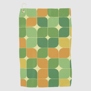 Mid Century Abstract Green Orange Yellow Golf Towel