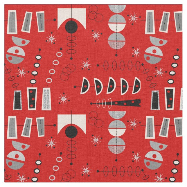 Mid-Century Abstract in Red Fabric (Close Up)