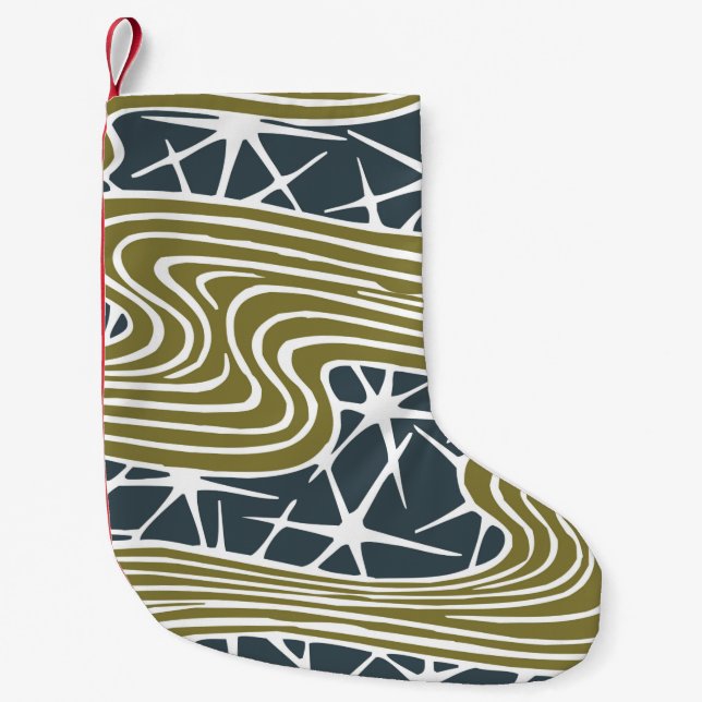 Mid century abstract modern Illustration - Beautif Small Christmas Stocking (Front)